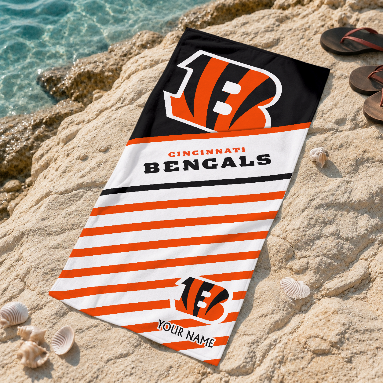 EXCLUSIVE EDITION - NEW CUSTOMIZED NFL16 CCB CINCINNATI BENGALS BEACH TOWEL