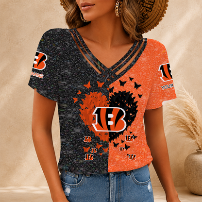 LIMITED EDITION - NEW CUSTOMIZED NFL16 CCB CINCINNATI BENGALS V-NECK SHIRT