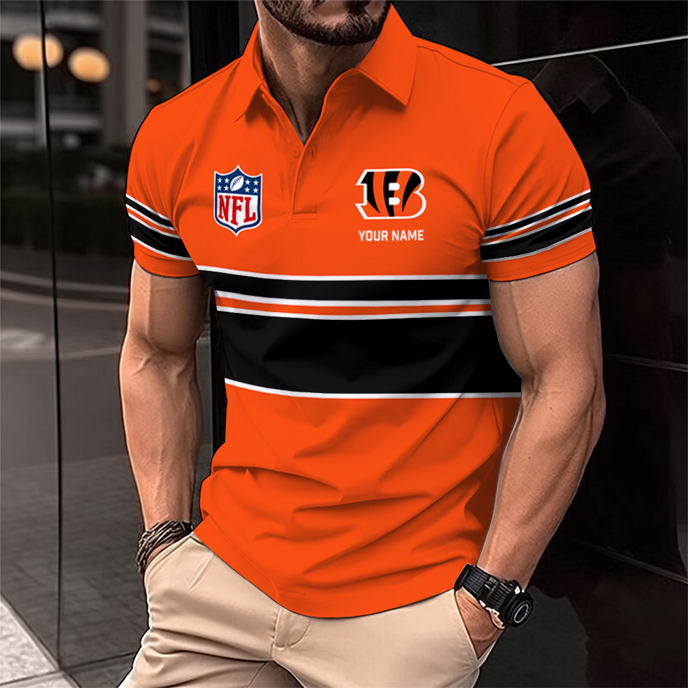 [SPECIAL OFFER] NEW CUSTOMIZED NFL16 CCB CINCINNATI BENGALS POLO SHIRT