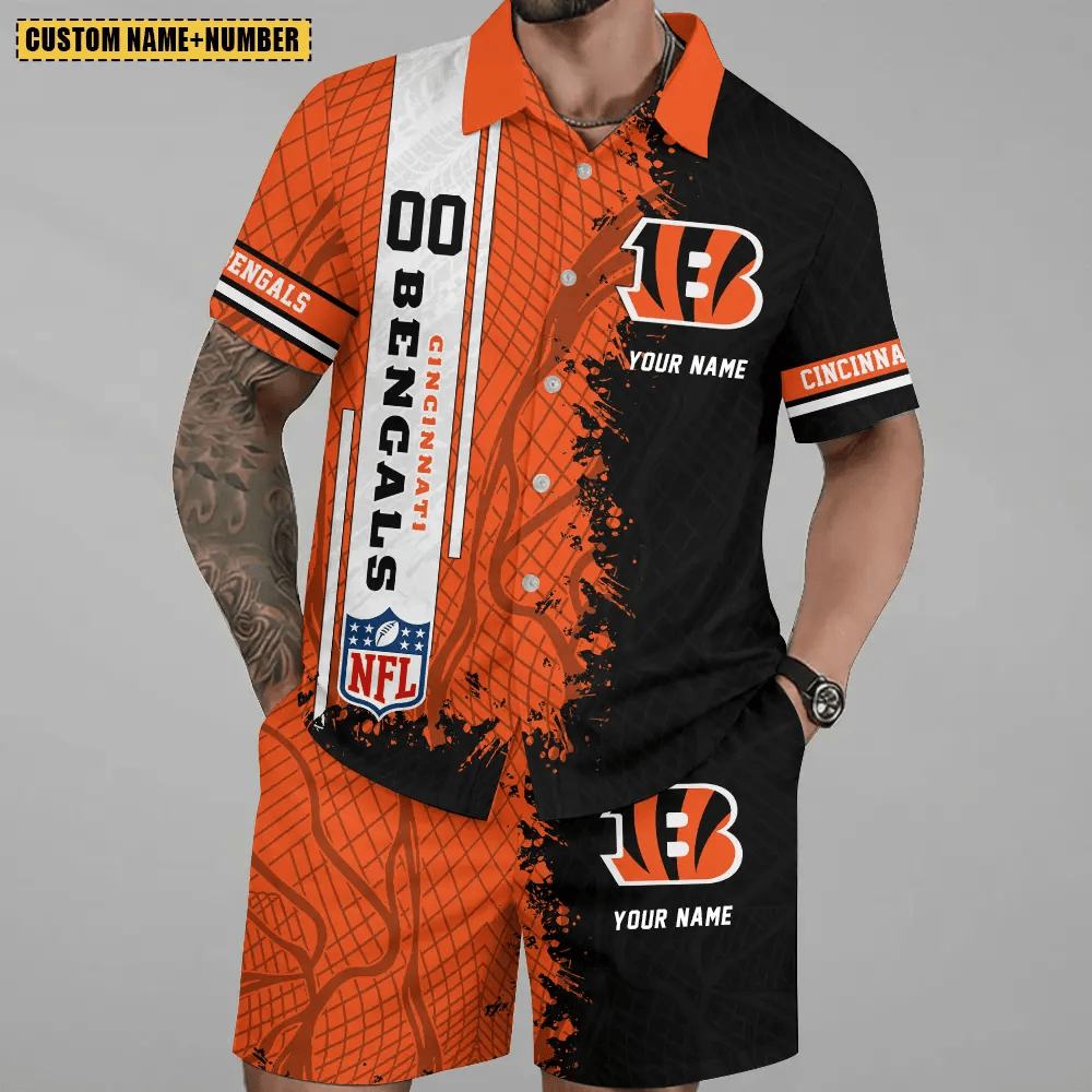 LIMITED RUN - NEW CUSTOMIZED NFL16 CCB CINCINNATI BENGALS UNISEX HAWAIIAN SHIRT & SHORTS SET
