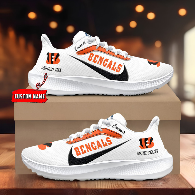 [SPECIAL OFFER] NEW CUSTOMIZED NFL16 CCB CINCINNATI BENGALS ROAD RUNNING SHOES