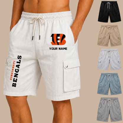 [SPECIAL OFFER] NEW CUSTOMIZED NFL16 CCB CINCINNATI BENGALS MEN'S DRAWSTRING CARGO SHORTS