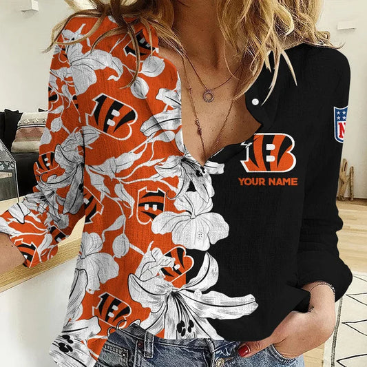 [SPECIAL OFFER] NEW CUSTOMIZED NFL16 CCB CINCINNATI BENGALS WOMEN CASUAL SHIRT FOR FAN