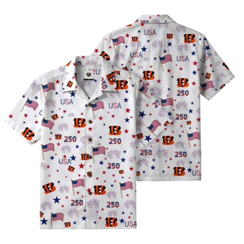 LIMITED EDITION - NEW CUSTOMIZED NFL16 CCB CINCINNATI BENGALS PATRIOTIC 250 USA HAWAIIAN SHIRT