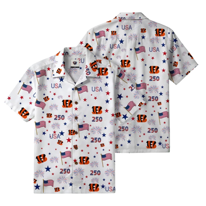 LIMITED EDITION - NEW CUSTOMIZED NFL16 CCB CINCINNATI BENGALS PATRIOTIC 250 USA HAWAIIAN SHIRT