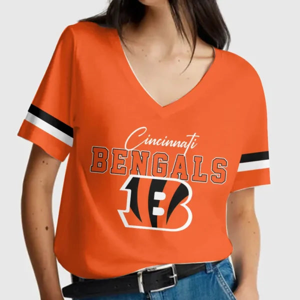LIMITED EDITION - NEW CUSTOMIZED NFL16 CCB CINCINNATI BENGALS V-NECK FEMALE SHIRT