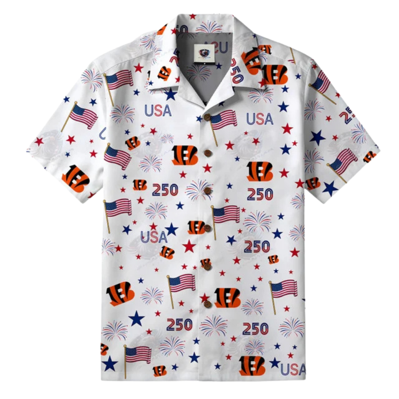 LIMITED EDITION - NEW CUSTOMIZED NFL16 CCB CINCINNATI BENGALS PATRIOTIC 250 USA HAWAIIAN SHIRT