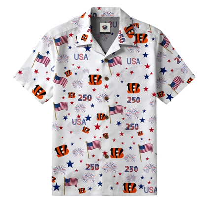 LIMITED EDITION - NEW CUSTOMIZED NFL16 CCB CINCINNATI BENGALS PATRIOTIC 250 USA HAWAIIAN SHIRT
