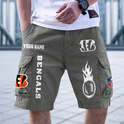 [SPECIAL OFFER] NEW CUSTOMIZED NFL16 CCB CINCINNATI BENGALS CARGO SHORTS