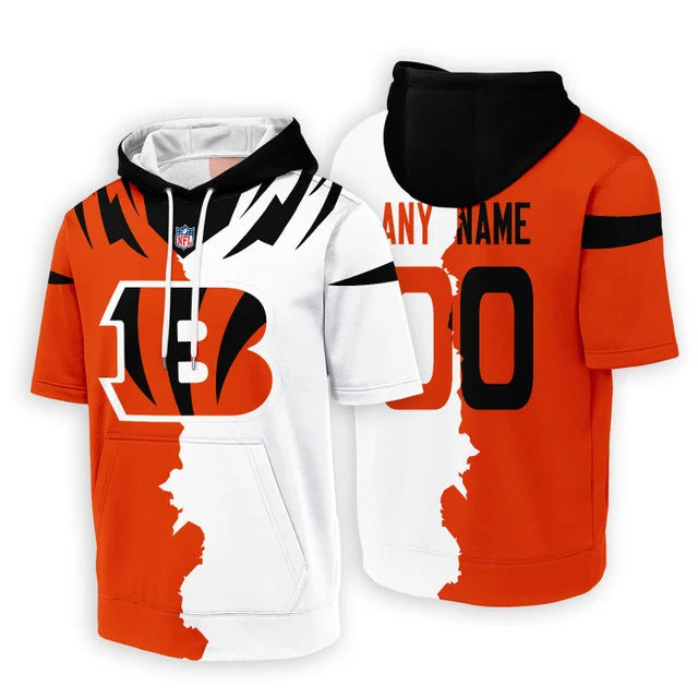 LIMITED EDITION - NEW CUSTOMIZED NFL16 CCB CINCINNATI BENGALS SHORT SLEEVE HOODIE T-SHIRT
