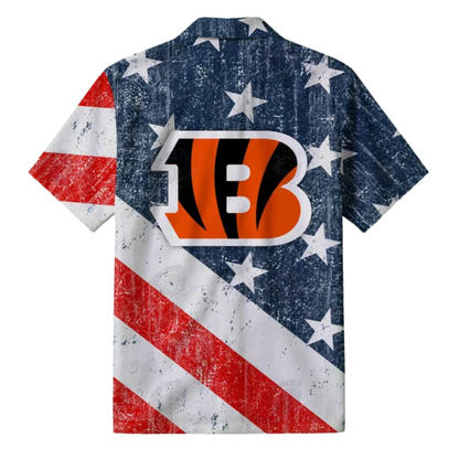 LIMITED EDITION - NEW CUSTOMIZED NFL16 CCB CINCINNATI BENGALS PATRIOTIC 250 USA HAWAIIAN SHIRT