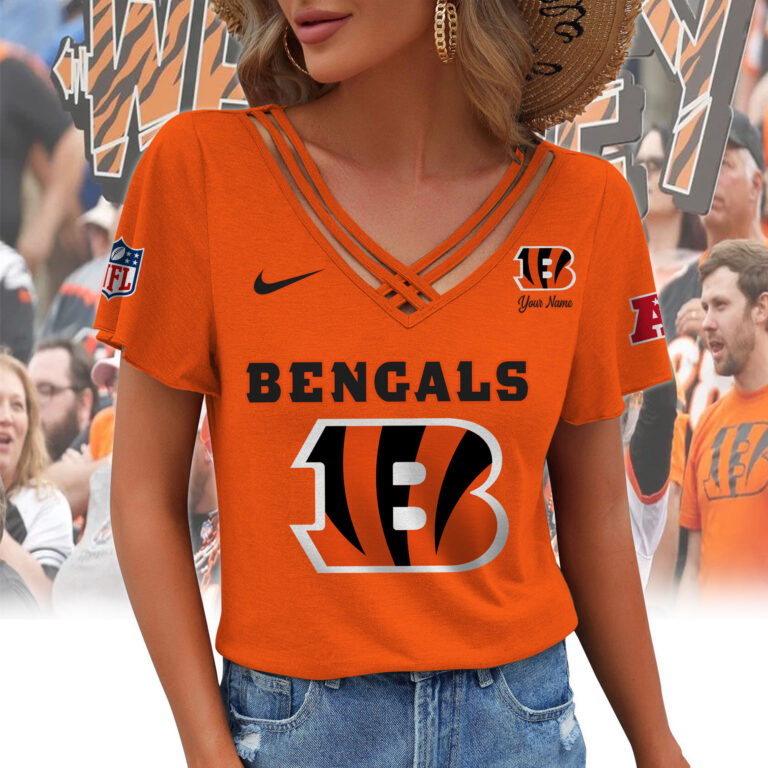 [SPECIAL OFFER] NEW CUSTOMIZED NFL16 CCB CINCINNATI BENGALS V-NECK SHIRT
