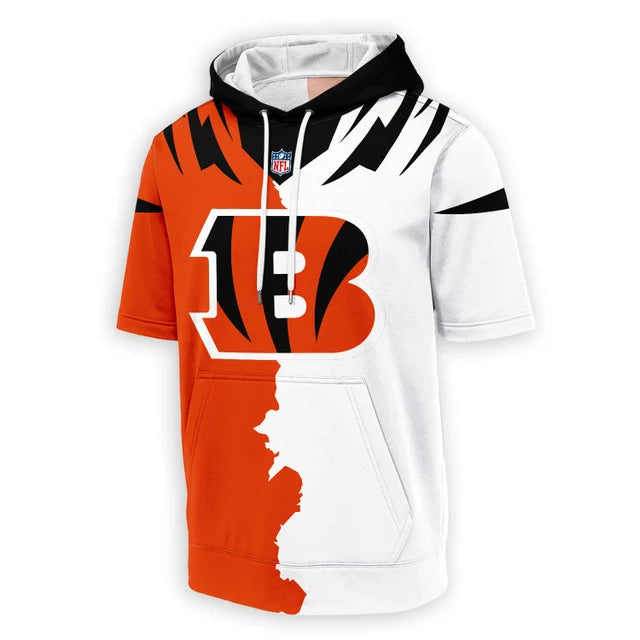 LIMITED EDITION - NEW CUSTOMIZED NFL16 CCB CINCINNATI BENGALS SHORT SLEEVE HOODIE T-SHIRT