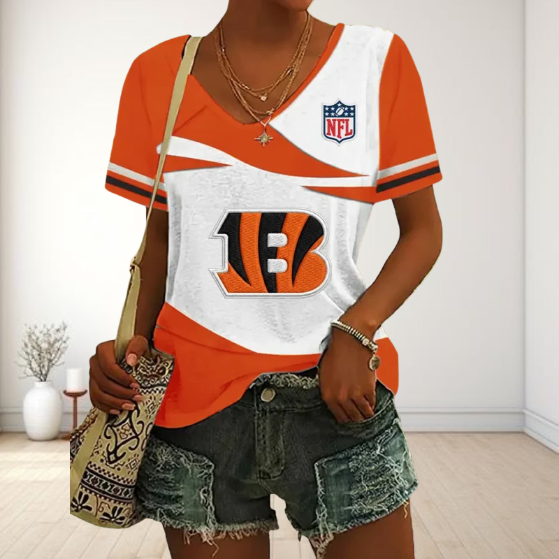 LIMITED EDITION - NEW CUSTOMIZED NFL16 CCB CINCINNATI BENGALS V-NECK FEMALE SHIRT