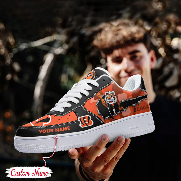 LIMITED EDITION - NEW CUSTOMIZED NFL16 CCB CINCINNATI BENGALS AF1 SNEAKERS