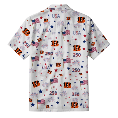 LIMITED EDITION - NEW CUSTOMIZED NFL16 CCB CINCINNATI BENGALS PATRIOTIC 250 USA HAWAIIAN SHIRT