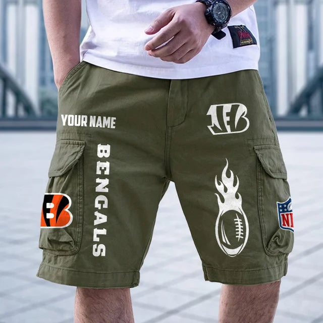 [SPECIAL OFFER] NEW CUSTOMIZED NFL16 CCB CINCINNATI BENGALS CARGO SHORTS