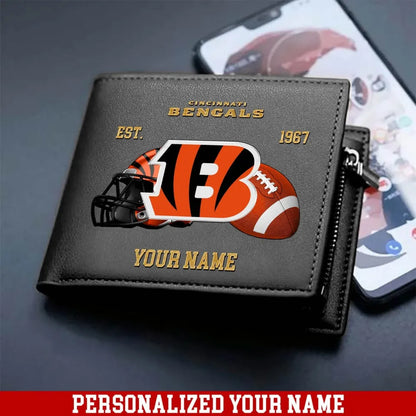 LIMITED EDITION - NEW CUSTOMIZED NFL16 CCB CINCINNATI BENGALS LEATHER WALLET