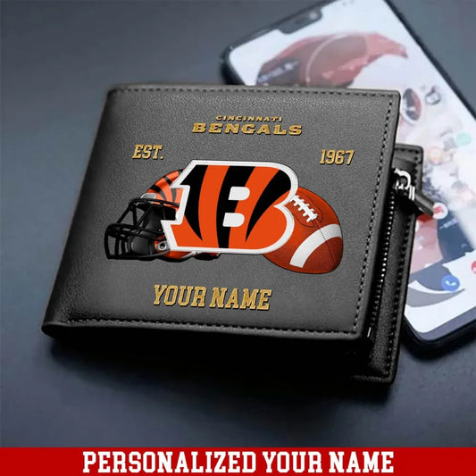 LIMITED EDITION - NEW CUSTOMIZED NFL16 CCB CINCINNATI BENGALS LEATHER WALLET