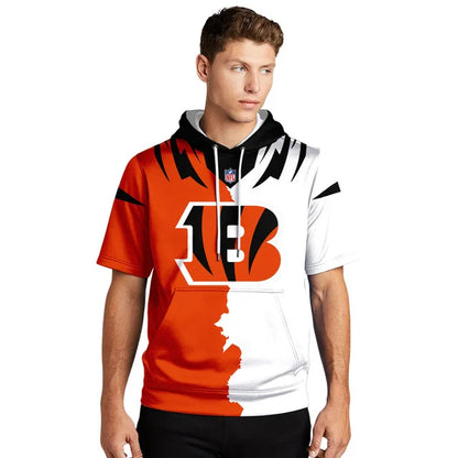 LIMITED EDITION - NEW CUSTOMIZED NFL16 CCB CINCINNATI BENGALS SHORT SLEEVE HOODIE T-SHIRT