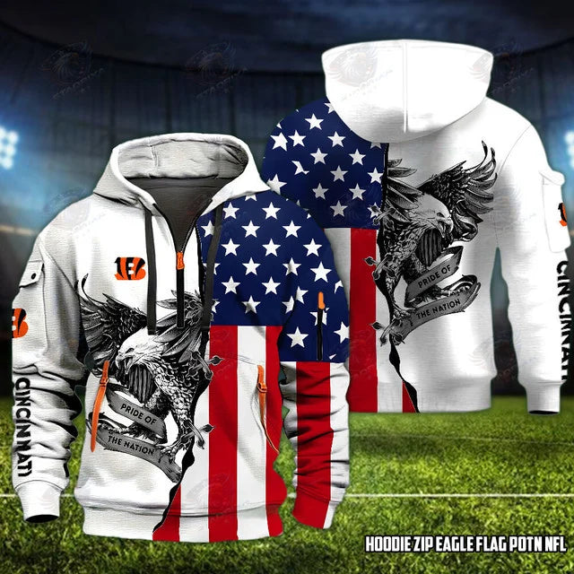 [SPECIAL OFFER] NEW CUSTOMIZED NFL16 CCB CINCINNATI BENGALS QUARTER ZIP HOODIE