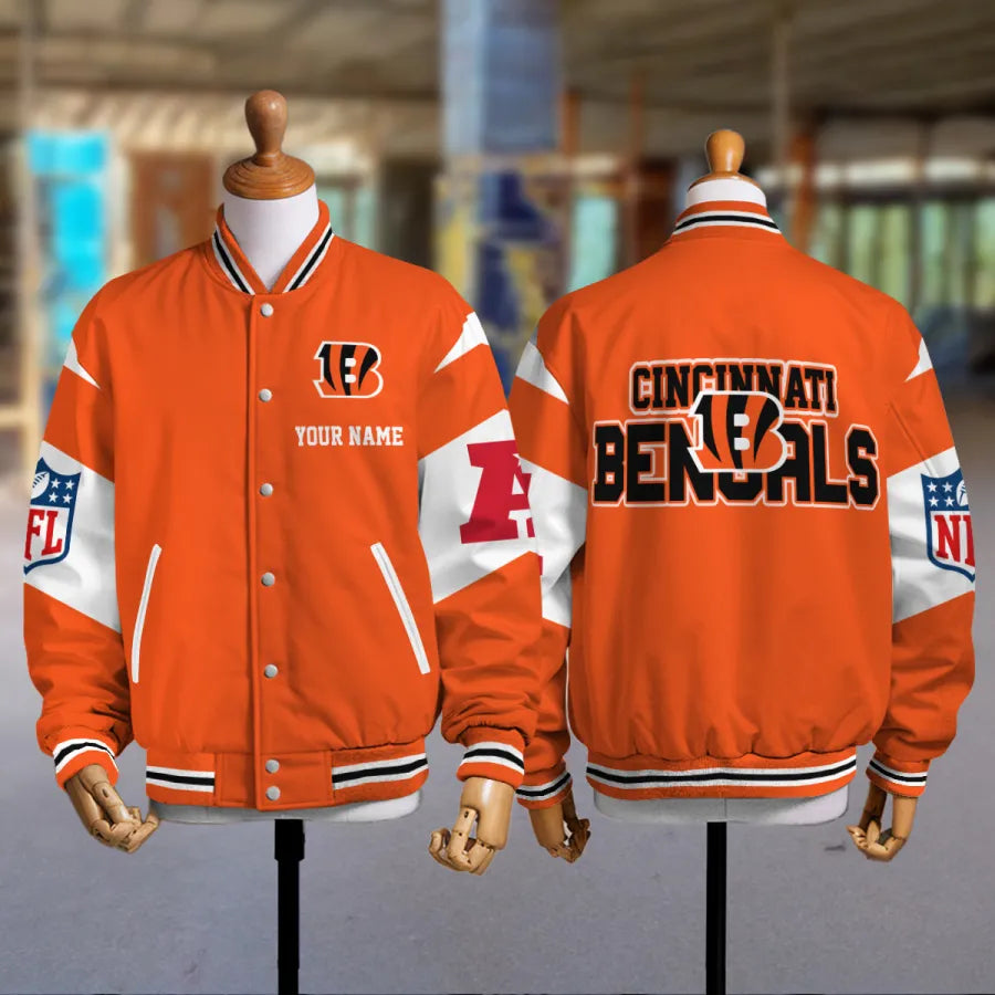[HOT DEAL] NEW CUSTOMIZED NFL16 CCB CINCINNATI BENGALS SATIN VARSITY & BASEBALL JACKET