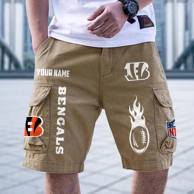 [SPECIAL OFFER] NEW CUSTOMIZED NFL16 CCB CINCINNATI BENGALS CARGO SHORTS
