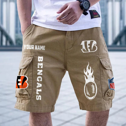 [SPECIAL OFFER] NEW CUSTOMIZED NFL16 CCB CINCINNATI BENGALS CARGO SHORTS