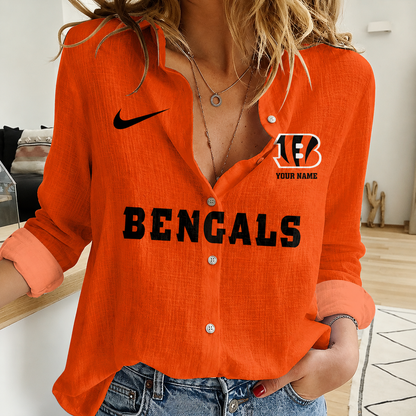 LIMITED EDITION - NEW CUSTOMIZED NFL16 CCB CINCINNATI BENGALS WOMEN CASUAL SHIRT