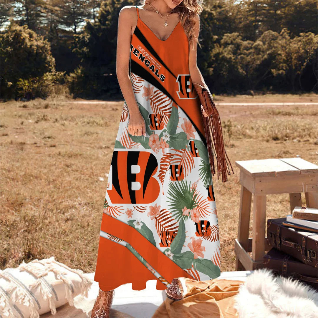 LIMITED RUN - NEW CUSTOMED NFL16 CCB CC BENGALS HAWAIIAN LONG DRESS