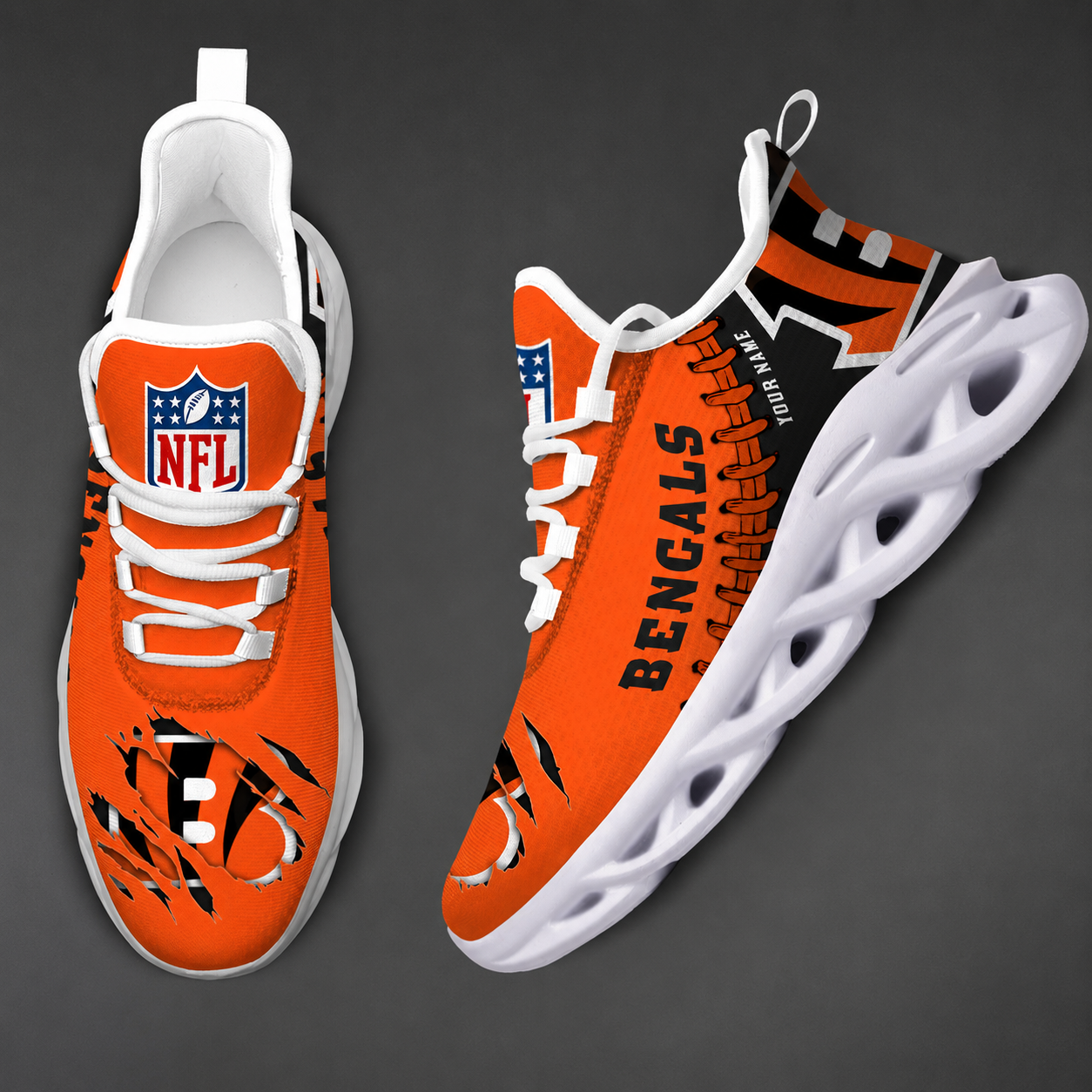 LIMITED EDITION - NEW CUSTOMIZED NFL16 CCB CINCINNATI BENGALS UNISEX MAX SOUL SHOES