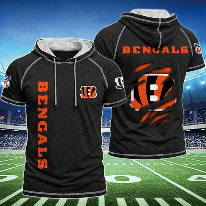 [SPECIAL OFFER] NEW CUSTOMIZED NFL16 CCB CINCINNATI BENGALS SHORT SLEEVE HOODIE