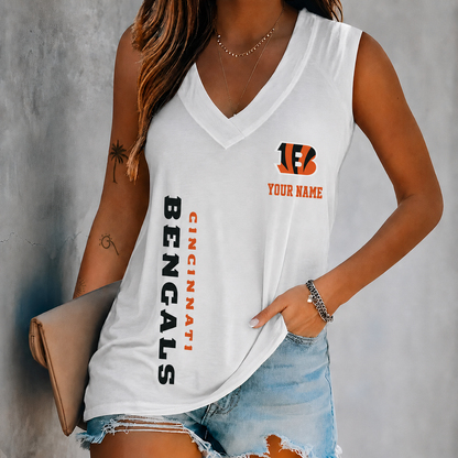 LIMITED EDITION - NEW CUSTOMIZED NFL16 CCB CINCINNATI BENGALS WOMEN'S V-NECK TANK TOP