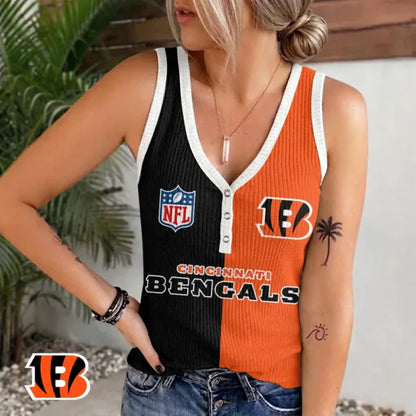[SPECIAL OFFER] NEW CUSTOMIZED NFL16 CCB CINCINNATI BENGALS WOMEN'S V-NECK TANK TOP
