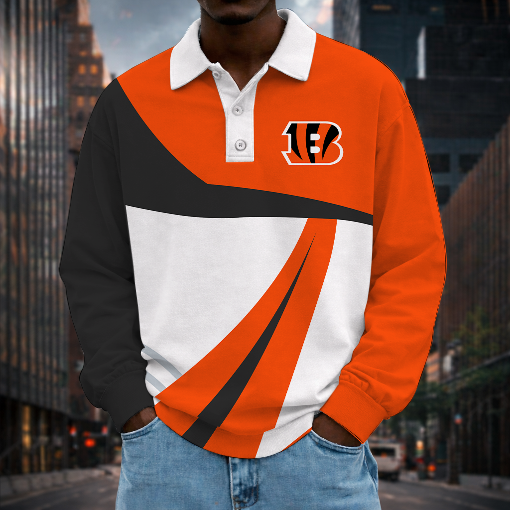 [SPECIAL OFFER] NEW CUSTOMIZED NFL16 CCB CINCINNATI BENGALS LONG SLEEVE POLO SHIRT