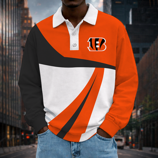 [SPECIAL OFFER] NEW CUSTOMIZED NFL16 CCB CINCINNATI BENGALS LONG SLEEVE POLO SHIRT