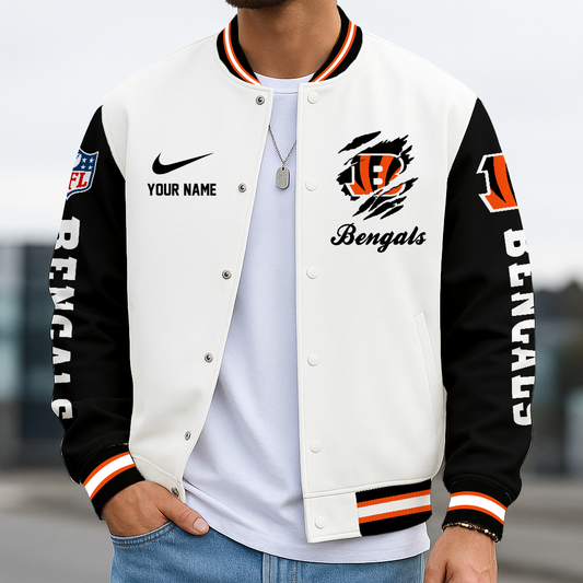 LIMITED EDITION - NEW CUSTOMIZED NFL16 CCB CINCINNATI BENGALS BASEBALL JACKET