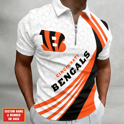 [SPECIAL OFFER] NEW CUSTOMIZED NFL16 CCB CINCINNATI BENGALS ZIP POLO SHIRT