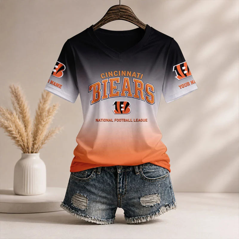 LIMITED EDITION - NEW CUSTOMIZED NFL16 CCB CC BENGALS V-NECK FEMALE SHIRT