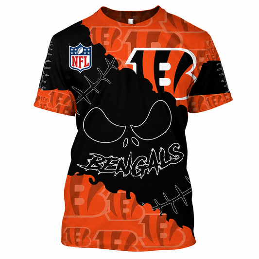 LIMITED EDITION - NEW CUSTOMIZED NFL16 CCB CINCINNATI BENGALS HALLOWEEN SKULL APPAREL FOR FANS