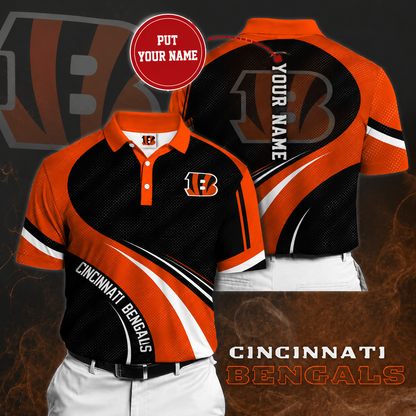 LIMITED EDITION - NEW CUSTOMIZED NFL16 CCB CINCINNATI BENGALS POLO SHIRT