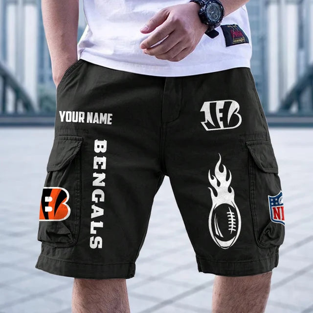 [SPECIAL OFFER] NEW CUSTOMIZED NFL16 CCB CINCINNATI BENGALS CARGO SHORTS