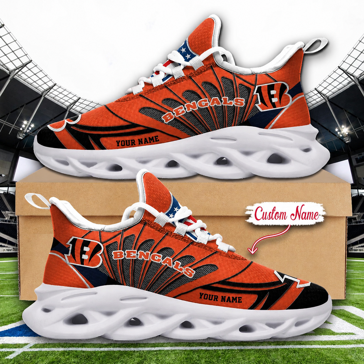 LIMITED EDITION - NEW CUSTOMIZED NFL16 CCB CINCINNATI BENGALS UNISEX CLUNKY SNEAKERS