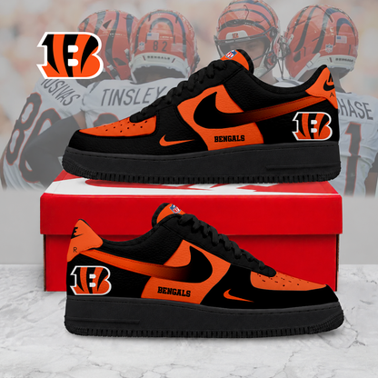 ELITE EDITION - NEW CUSTOMIZED NFL16 CCB CINCINNATI BENGALS AF1 SNEAKERS