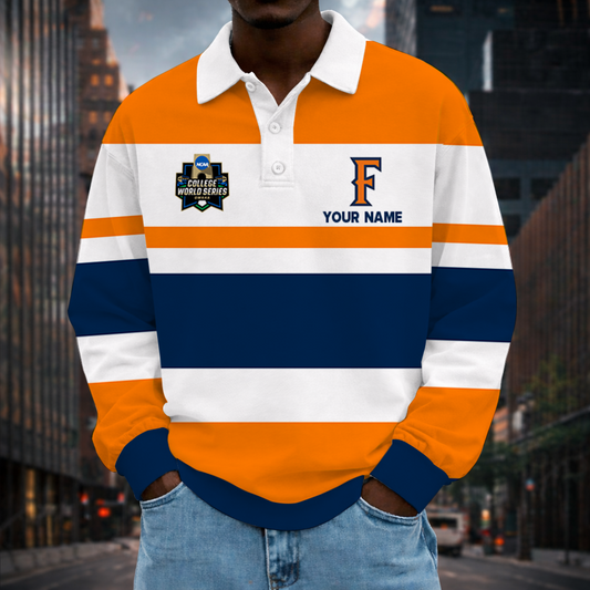 LIMITED EDITION - NEW CUSTOMIZED NCAA CWS16 CFT CAL STATE FULLERTON TITANS UNISEX LONG SLEEVE POLO