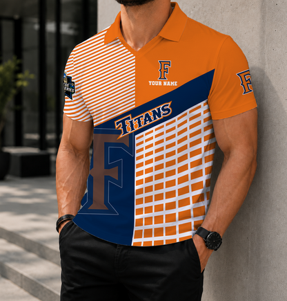 VIRAL EDITION - NEW CUSTOMIZED NCAA CWS16 CFT CAL STATE FULLERTON TITANS POLO SHIRT