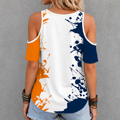 [FAN FAVORITE] NEW CUSTOMIZED NCAA CWS16 CFT CAL STATE FULLERTON TITANS CRISS CROSS V-NECK TOP