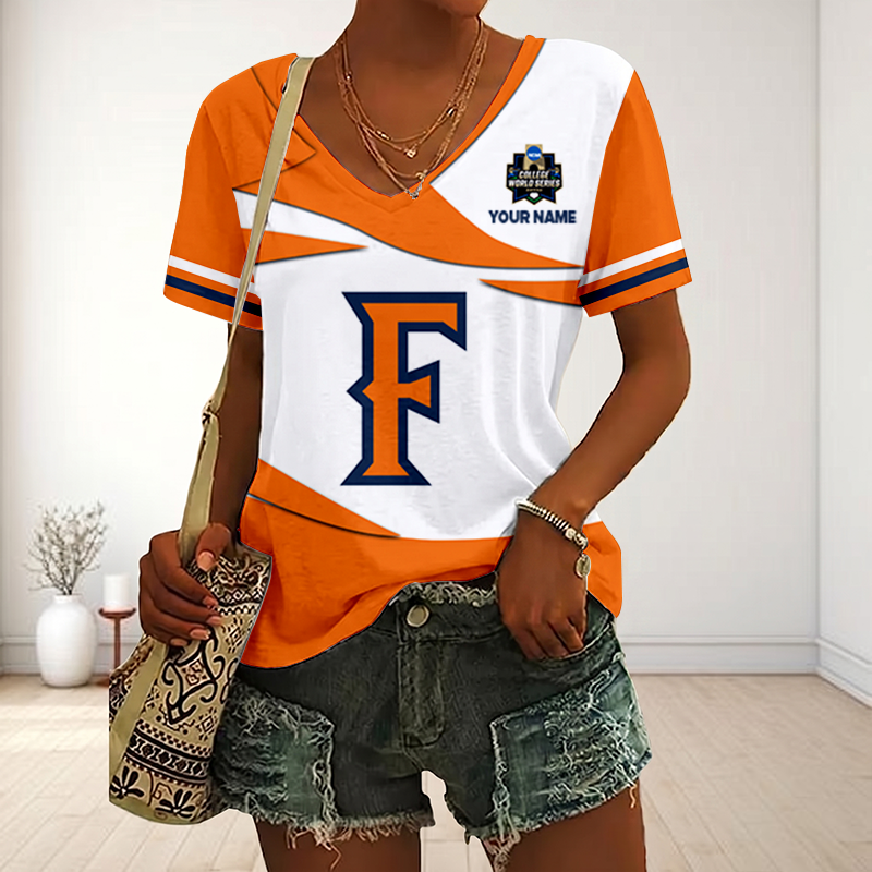LIMITED DROP - NEW CUSTOMIZED | NCAA CWS16 CFT CS FULLERTON TITANS V-NECK FEMALE SHIRT