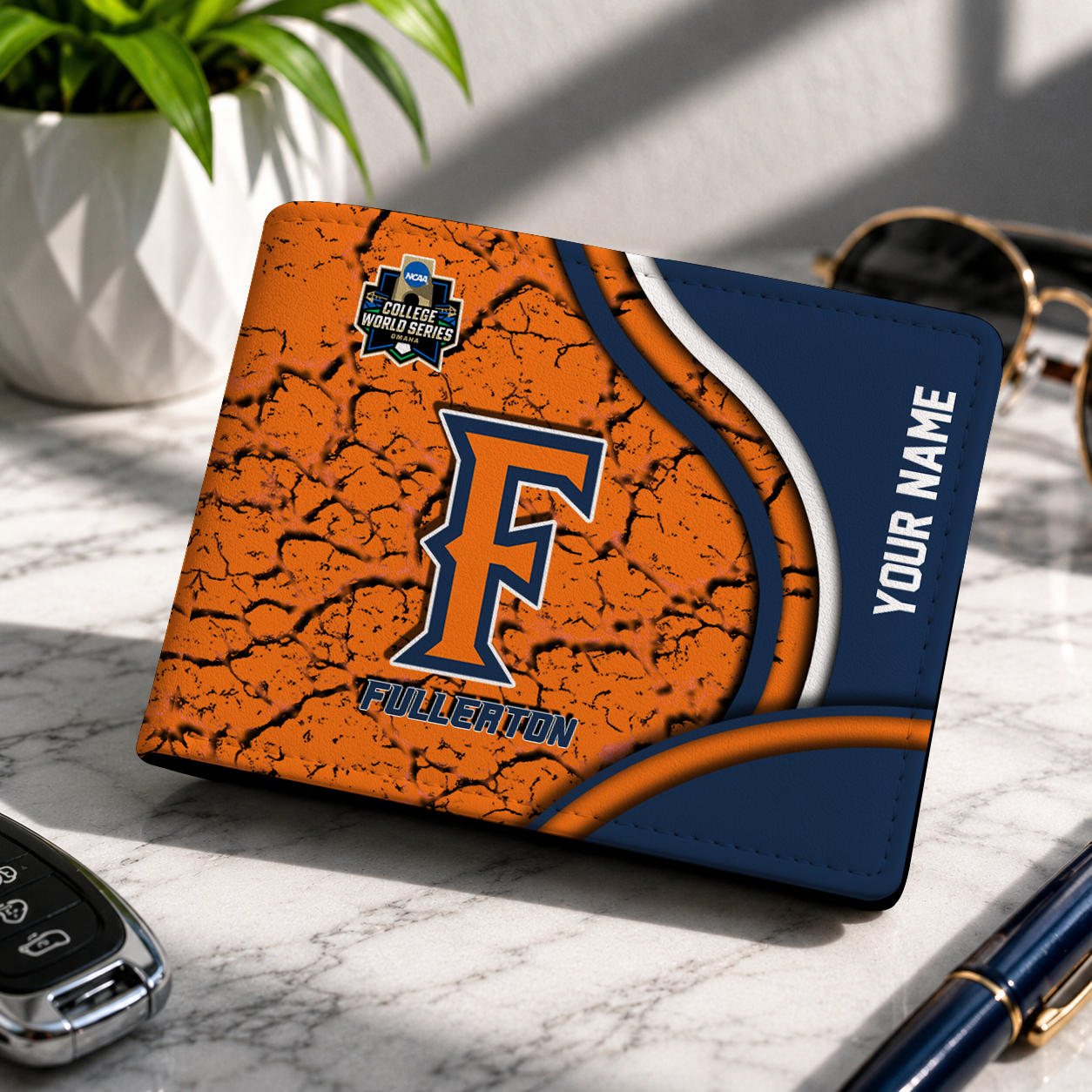 VIRAL EDITION - NEW CUSTOMIZED NCAA CWS16 CFT CAL STATE FULLERTON TITANS LEATHER WALLET