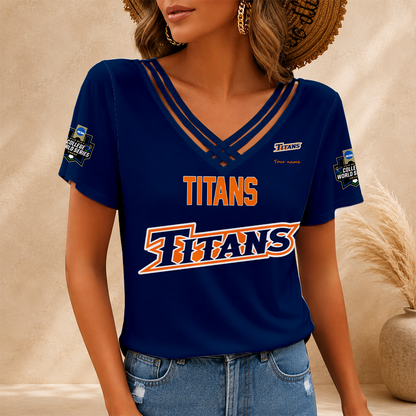 [FAN FAVORITE] NEW CUSTOMIZED NCAA CWS16 CFT CAL STATE FULLERTON TITANS V-NECK SHIRT